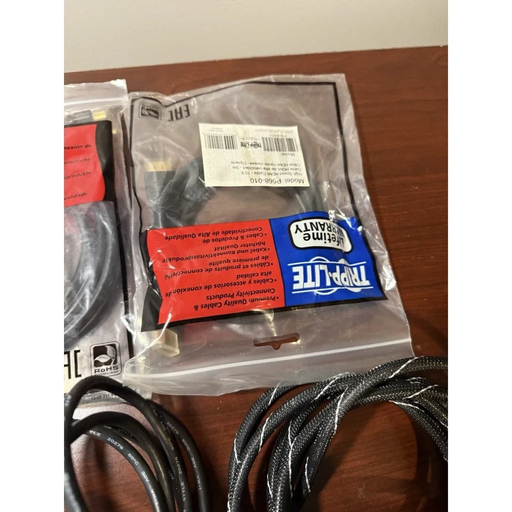 Lot Of 6 HDMI CABLE 10FT,6FT  Wire  White/black‎ - New Open Box